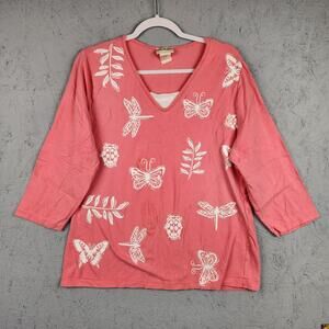 Toffee Apple Shirt Womens 3XL Butterfly Dragonfly Ladybug Floral Pullover Top